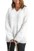 V Neck Drop Shoulder Knitted Sweater